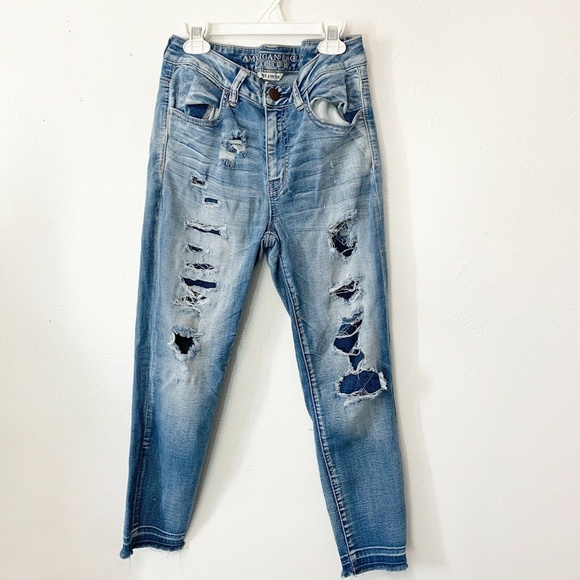 American Eagle Outfitters Denim - American Eagle High-Rise Distressed Cropped Jeans